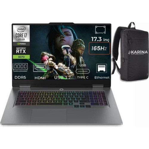 Loq 17IRX10 I7-14700HX 83JH006HTR-07 64GB 2tb RTX5070 8gb Freedos 17.3" 165Hz Full Hd Gaming Laptop
