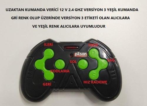 Akülü Araba Kumandası Versiyon 3 Yeşil Tuşlu Akülü Araç Kumanda Verici