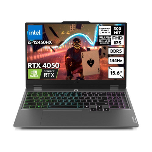 Loq I5-12450HX 24-Gbddr5 512 GB SSD RTX4050 (6gb) 105W 15.6" Fhd 144Hz Windows 11 Pro Oyuncu Bilgisayarı 83GS009ATRHMF54