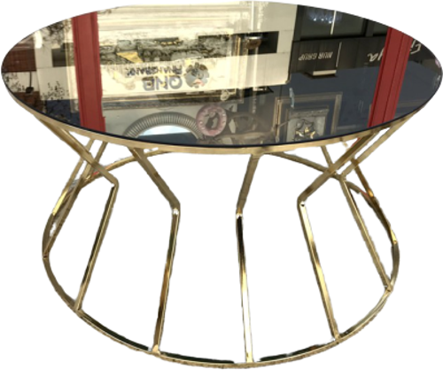 Brc 13853 CADDE Orta sehpa Model Metal Gold Renk kaplam Düz Siyah Renk TEMPER Cam
