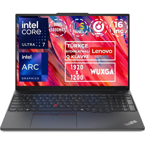 Thinkpad E16 Gen 2 Ultra 7 155H 96GB 4tb SSD 16" Wuxga Fdos Dizüstü Bilgisayar 21MA008XTX 011