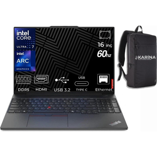 Thinkpad E16 Gen 3 Ultra 7 255H 21SR006RTX-K12 24GB 2tb Arc 140T Freedos 16"60Hz Wuxga Notebook