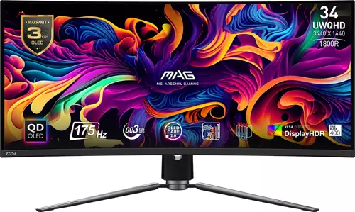 Mag 341Cqp Qd-Oled 34 3440X1440 175Hz 0.03 Ms Hdmı Dp Type-C Hdr 400 Curved 1800R Oled Gaming M