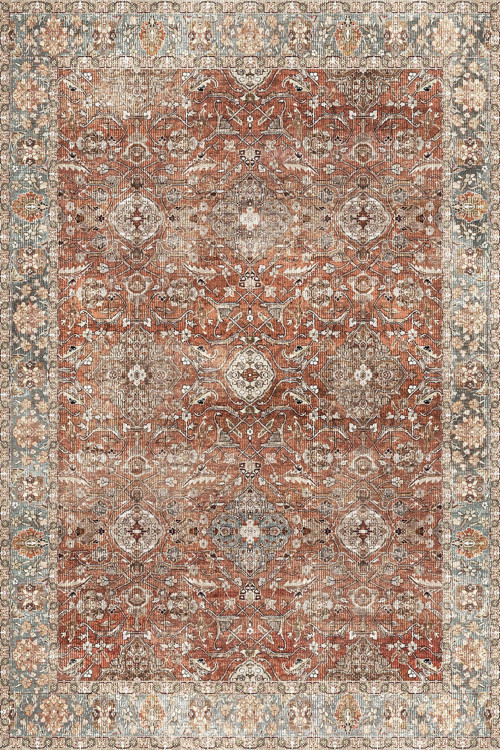 Aida Home Onzy Vintage Kadife Yıkanabilir Kaymaz Pamuk Tabanlı Antibakteriyel Kilim Salon Halısı 3