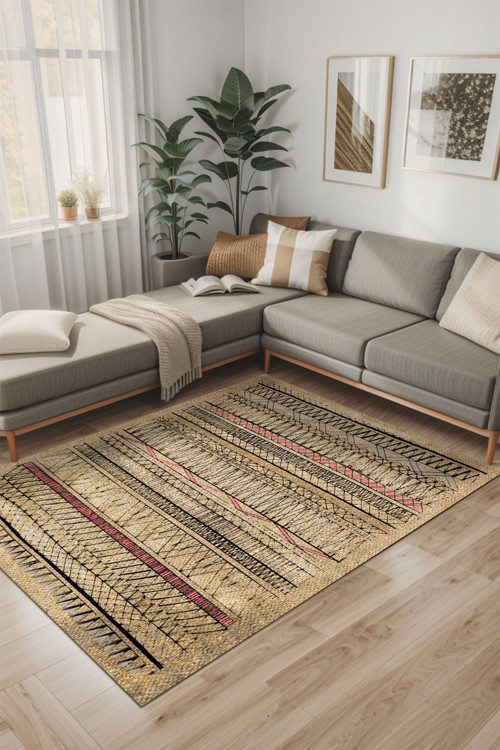 Laslva Iskandinav Yıkanabilir Kaymaz Pamuk Taban Kadife Salon, Mutfak Halısı, Yolluk, Kilim
