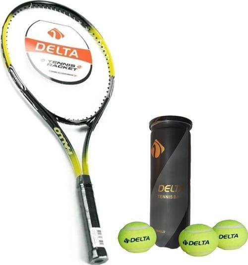 Fallo 27 İnç L2 Grip Yetişkin Tenis Raketi + Çantası + Vakumlu Tüp 3 Adet Tenis Maç Topu Seti