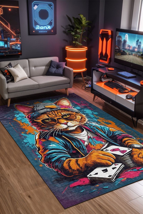 Cador Oyuncu Odası Halısı Kadife Kaymaz Pamuk Tabanlı Yıkanabilir Gamer, Gaming Halısı