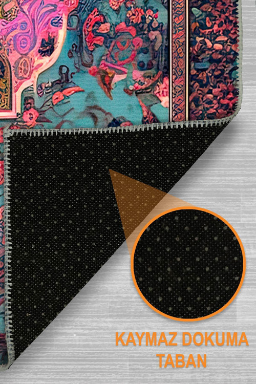 Aida Home Empar Vintage Şönil Doğal Pamuk Tabanlı Salon Halısı Kaymaz Antibakteriyel Yıkanabilir Çevre Dostu 5
