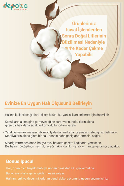 Aida Home Empar Vintage Şönil Doğal Pamuk Tabanlı Salon Halısı Kaymaz Antibakteriyel Yıkanabilir Çevre Dostu 8