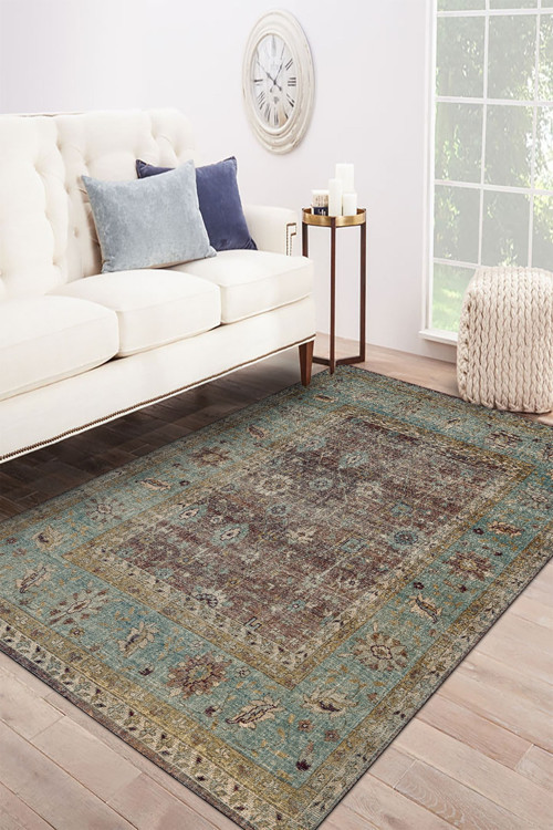 Ember Ekstra Pamuk Tabanlı Yıkanabilen Kaydırmaz Antibakteriyel Şönil Salon Halısı
