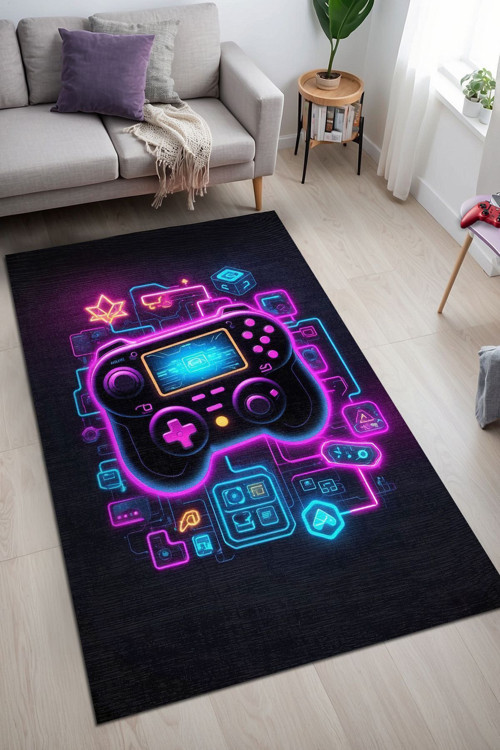 Couns Gaming Oyuncu Odası Halısı Şönil Dijital Baskılı Kaymaz Taban Yıkanabilir