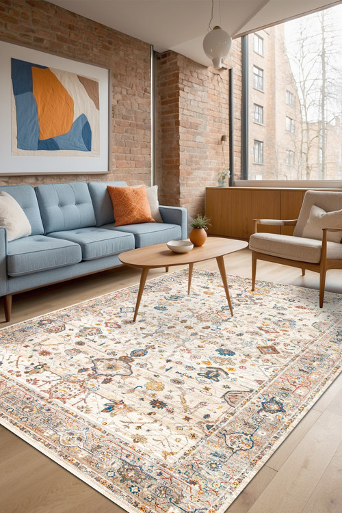 Aida Home Panare Vintage Şönil Doğal Pamuk Tabanlı Salon Halısı Kaymaz Yıkanabilir Çevre, Hayvan Dostu 2