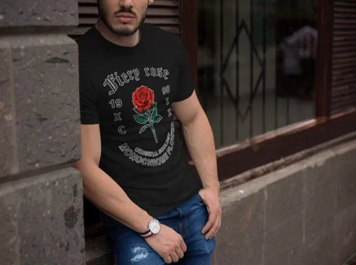 YAKE STORE Erkek Bisiklet Yaka Baskılı Oversize T-Shirt - Siyah - Siyah