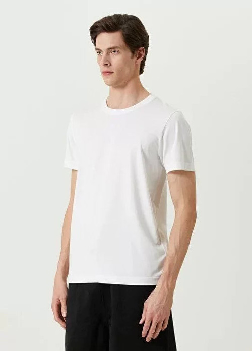 YAKE STORE Unisex Basic Bisiklet Yaka Regular T-Shirt - Beyaz - Beyaz