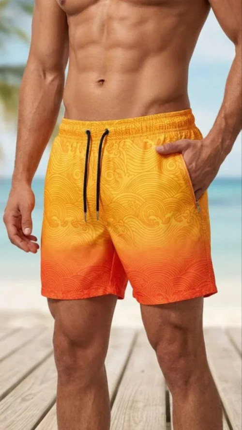 YAKE STORE Erkek Deniz Şortu Fermuarlı Cepli File Astarlı Hızlı Kuruyan Premium - Çok Renkli - Çok Renkli