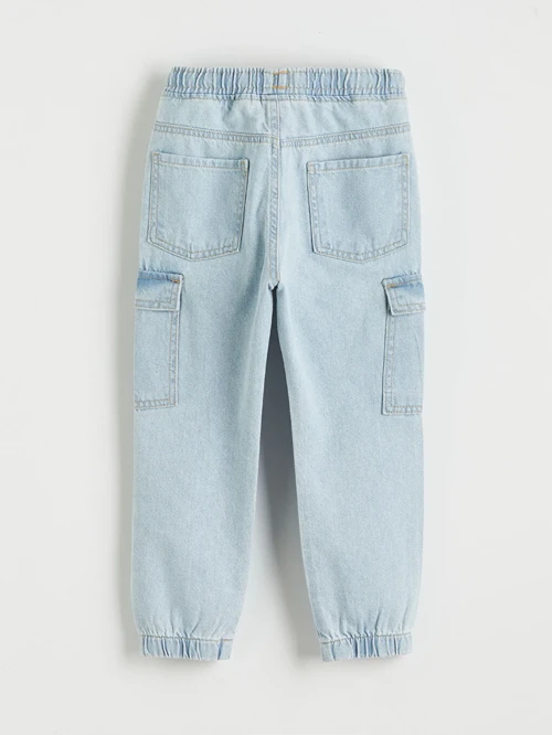 İndigo Beli Lastikli Erkek Çocuk Jogger Jean Pantolon
