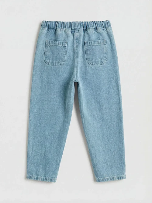 İndigo Loose Fit Fiyonk Detaylı Kız Çocuk Jean Pantolon