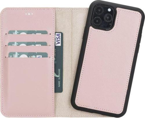 Apple iPhone 11 Pro Uyumlu Deri Cüzdanlı Kılıf Pembe