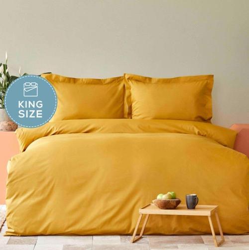 Back to Basic %100 Pamuk King Size Nevresim Takımı Açık Hardal