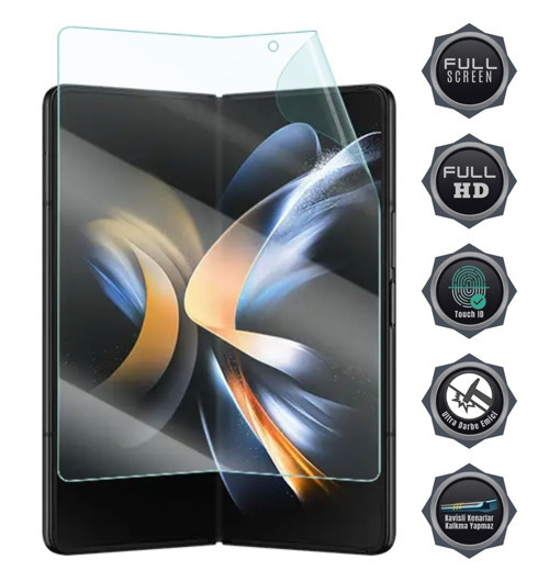 Samsung Galaxy Z Fold 5 Uyumlu Katlanır İç Ekran Koruyucu Esnek Nano Hydrogel Film Tam Koruma