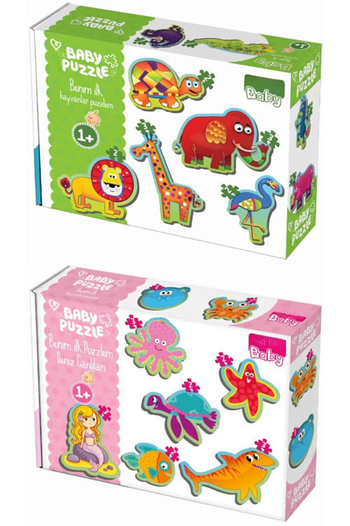 Eğitici Bebek Puzzle 2'Li Set: Benim İlk Hayvanlar Ve Deniz Canlıları Yapbozum