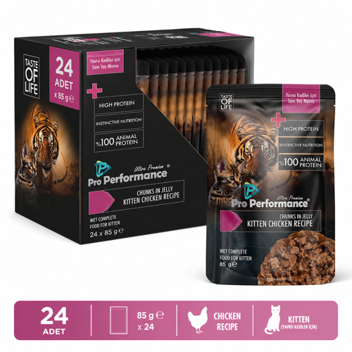 Tavuklu Parça Etli Pouch Yavru Kedi Konservesi 85 Gr (24 Adet)