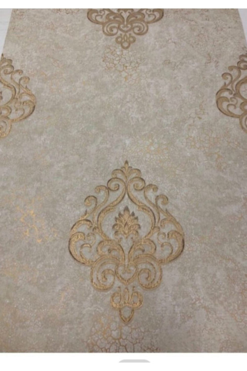 Damaks Desenli Neoklasik Krem&Gold Modern Duvar Kağıdı(5M2)