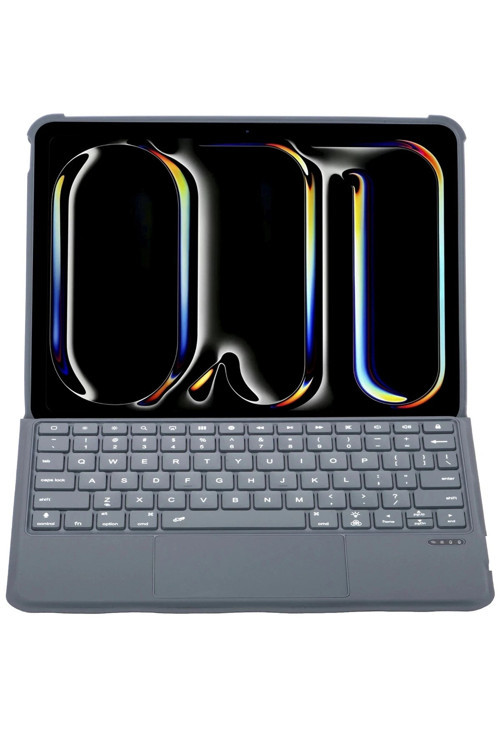 Mey İthalat® T5504D iPad Pro 11 (2024) Kılıf Palermo Ledli Klavyeli Standlı Tablet Kılıfı - Siyah