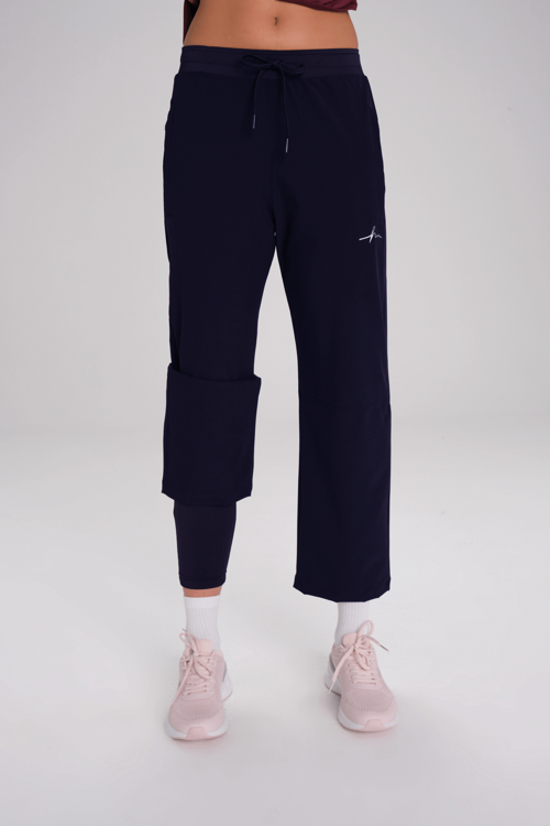 Active Çift Katmanlı Taytlı Boru Paça Lacivert Spor Pantolonu Eşofman Altı ACT-3