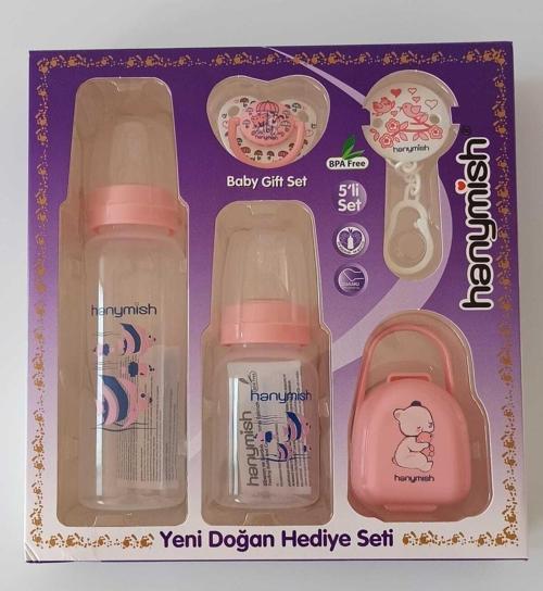 5'li Biberon Emzik Seti Pembe (654)