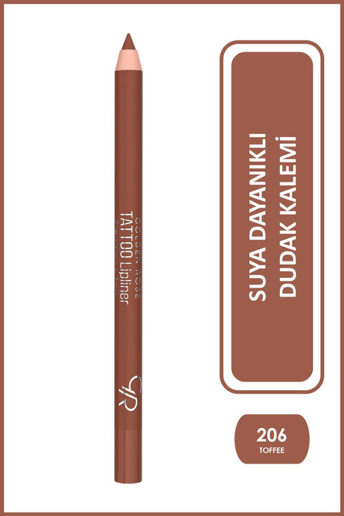 Tattoo Lipliner No: 206 Toffee - Suya Dayanıklı Uzun Süre Kalıcı Jel Dudak Kalemi