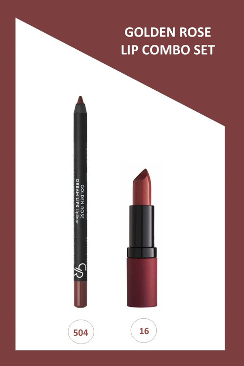 Velvet Matte Lipstick No:16 Ruj & Dream Lips Lipliner No:504 Dudak Kalemi Seti
