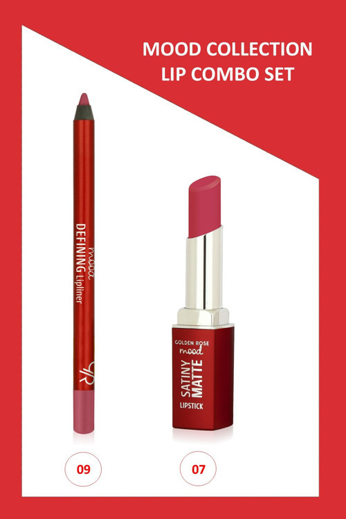 Mood Lip Combo Set - Defining Dudak Kalemi No:09 - Satiny Matte Ruj No:07