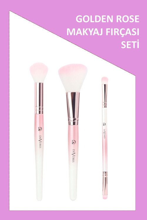 3'Lü Pembe Makyaj Fırçası Seti