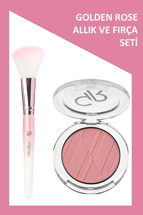 Devobis Angled Blush Brush - Açılı Allık Fırçası Ve Powder Blush No:13 Allık Seti