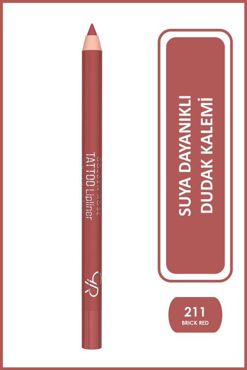 Tattoo Lipliner No: 211 Brick Red - Suya Dayanıklı Uzun Süre Kalıcı Jel Dudak Kalemi
