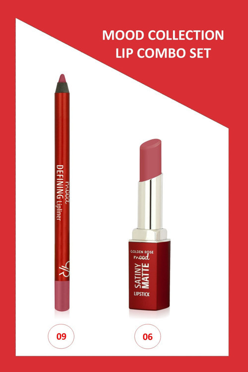 Mood Lip Combo Set - Defining Dudak Kalemi No:09 - Satiny Matte Ruj No:06