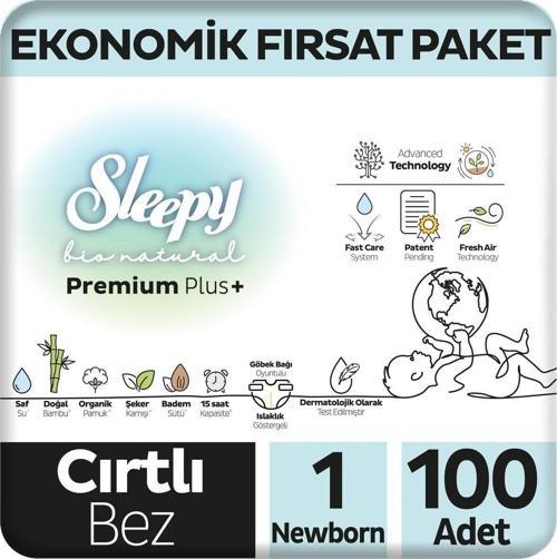 Bio Natural Premium Plus Ekonomik Fırsat Paketi Bebek Bezi 1 Numara Newborn 100 Adet