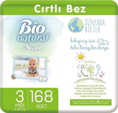 Bio Natural Bebek Bezi 3 Numara Midi 168 Adet
