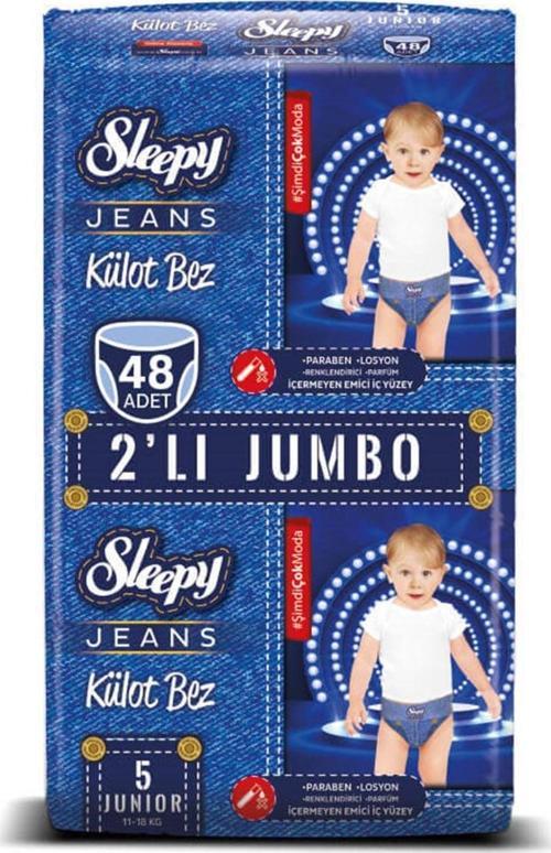 Jeans Külot Bez 5 Beden Junior 2'li Jumbo 48 Adet (11-18KG)