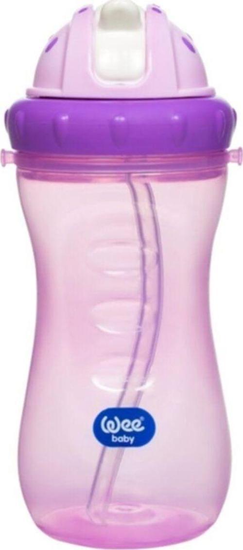Renkli Pipetli Bardak Suluk 340 Ml. Mor