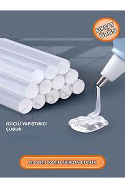 Yapı Şeffaf Silikon 11Mm X 30Cm Kalın Mum Silikon Çubuk Uç 10 Adet