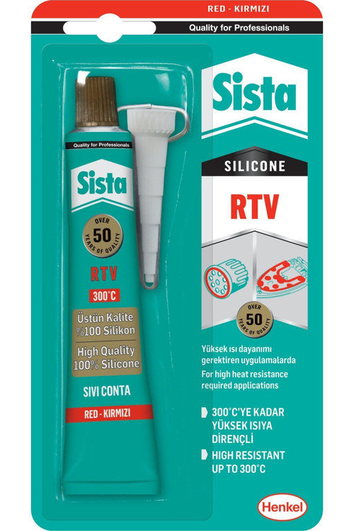 2'Li Paket Rtv Silikon Sıvı Conta (300° C) Kırmızı 50 Gr