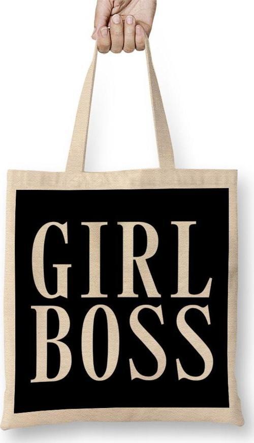 Feminist Girl Boss Slogan Bez Çanta Uzun Saplı