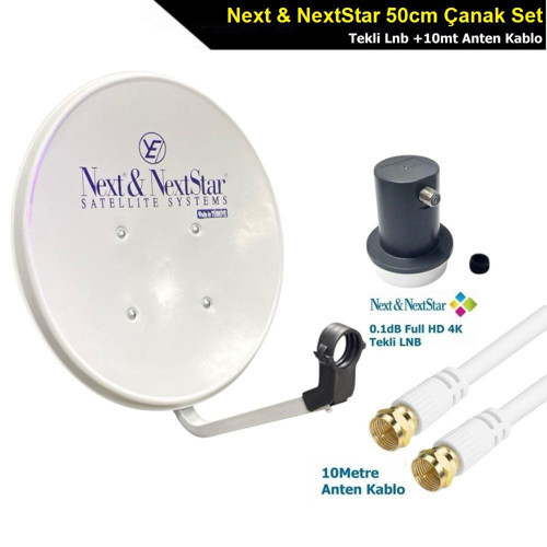 50cm Ofset Çanak Anten +Next Tekli LNB +10mt Anten Kablo