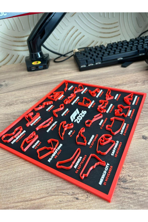 Formula 1 2026 Takvimi – 3D Pist Tablosu (22X25 Cm) | Masaüstü Standlı & Duvara Asılabilir Çerçeve