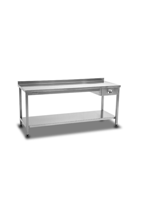 Sc Sonses Concept Paslanmaz Çalışma Tezgahı, Alt Tablalı Tek Çekmeceli , Krom, 190X60X85H