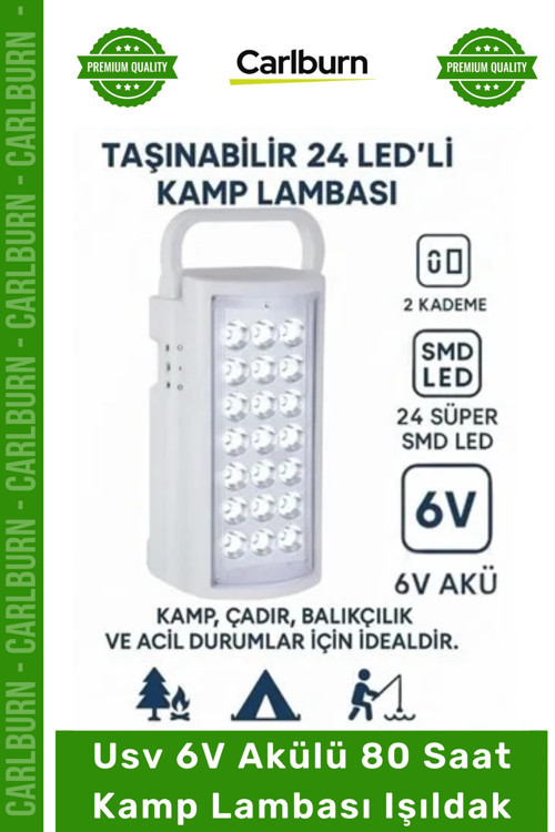 #Işıldak Şarjlı Led Portatif Güçlü Aydınlatma Feneri Usv 6V Akülü 80 Saat Kamp Lambası Işıldak