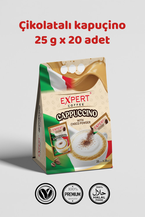 Cappuccino Çikolata Tozlu 20 x 25 g Hazır Cappuccino Kahve