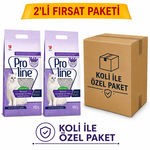 BENTONİT LAVANTA KOKULU KEDİ KUMU 10 LT*2 ÖZEL KOLİ PAKET
